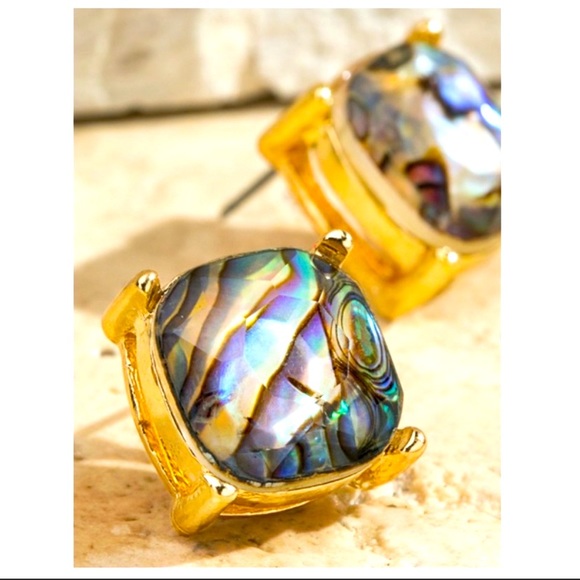 NEW Abalone Fat Statement Earrings 1/2” INCH SQUARE Post Pierced - Picture 1 of 2